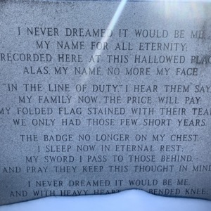 Poem on Base of Union County Law Enforcement Memorial